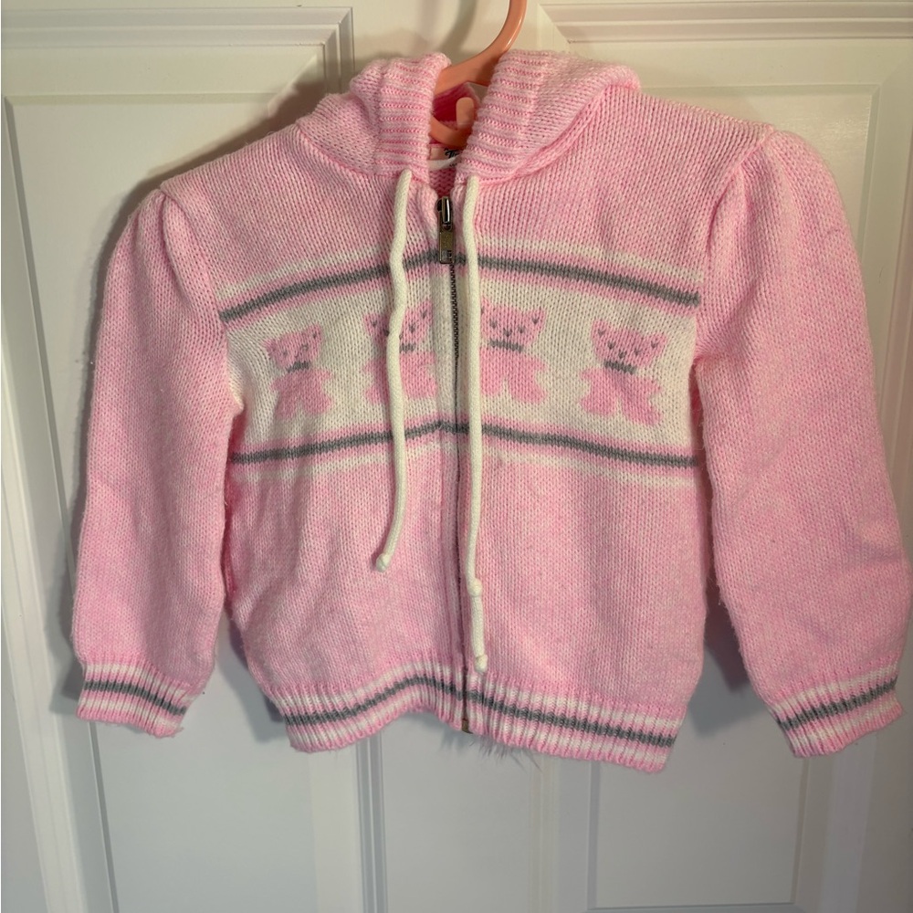 Vintage 1980 - 1990 tiny tots original bear knit cardigan pastel kawaii fairykei